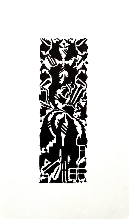 Painting - Transition - Black India Ink - Bristol Board - 11 x19 -72